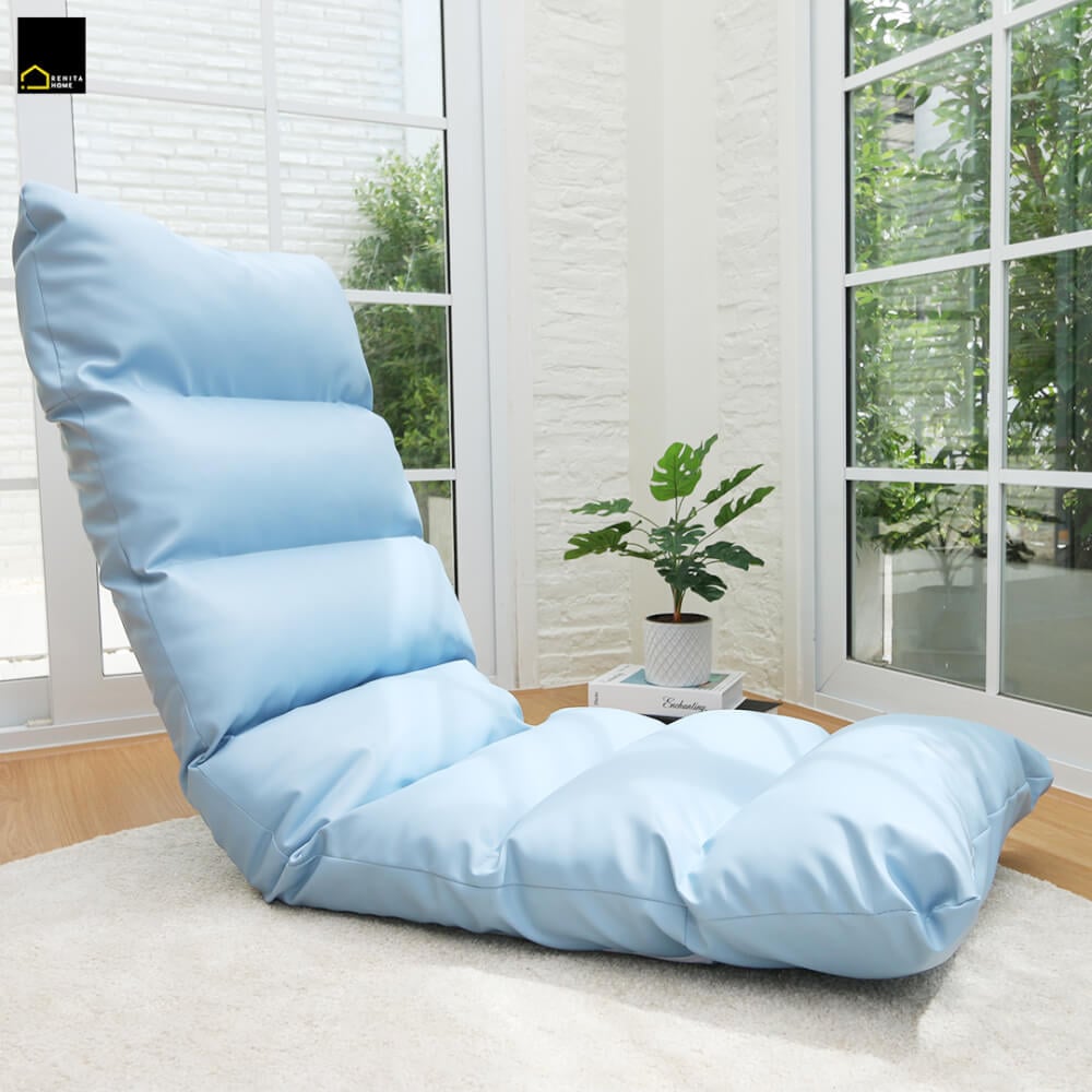 โซฟานั่งพื้นปรับได้ 3 ตำแหน่ง 6 ระดับ RENITA HOME รุ่น RINA PLUS หนัง Premium PU สีฟ้า 50x140ซม._10